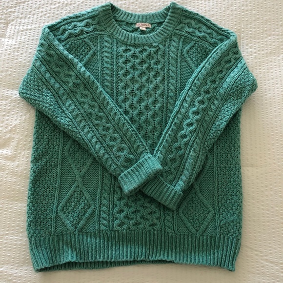 Merona, Aqua with silver fleck, cable Knit sweater, M - Picture 1 of 2